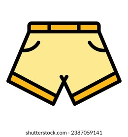 Gym shorts icon outline vector. Fashion workout. Outfit short color flat