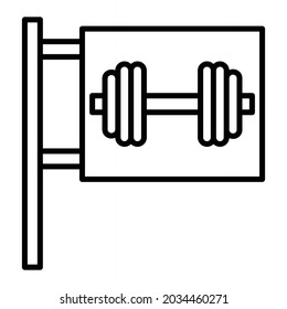 Gym Sign Vector Outline Icon Isolated On White Background
