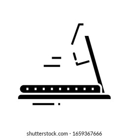 Gymnastiksimulator Schwarz Symbol, Concept Illustration, Vektorillustration flaches Symbol, Bildzeichen.