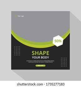 Gym social media banner template design