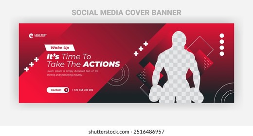 Gym Social Media Cover Banner Design Template. gym or fitness poster, flyer. Creative and corporate cover design. Abstract banner design for ads, banner social media, banner sales on sale.