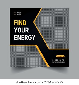 Gym social media post design template