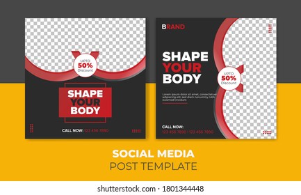 Gym Social media post template design