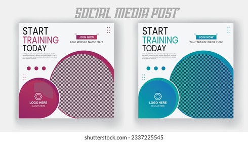 Gym Social Media Post Template, Fitness gym social media post design template amp web banner 