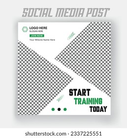 Gym Social Media Post Template, Fitness gym social media post design template amp web banner 