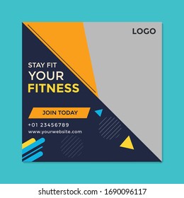 Gym social post banner template for fitness studio promotion