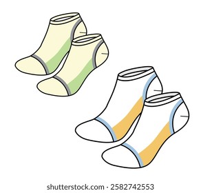 Gym socks vector design mockup template technical flat drawing.