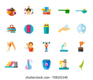 Gym and spa icon set