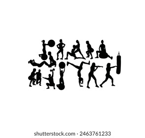 Gym Sport Activity Silhouettes, art vector design
