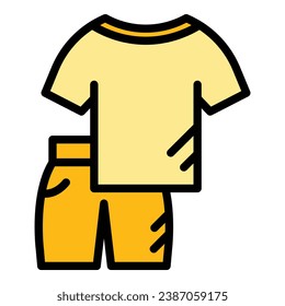 Gym sport cloth icon outline vector. Gym outfit. Workout fashion color flat