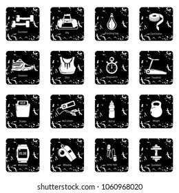 Gym sport icons set vector grunge isolated on white background 