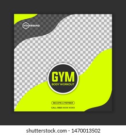 Gym sport promotion social media post template. Eps 10.