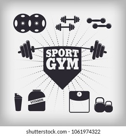 Gym sport, set of gym, sports icons, vector illustration.