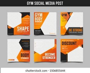 Gym square banner template. Promotional banner for social media post, web banner and flyer Vol.4