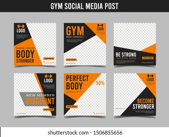 Gym square banner template. Promotional banner for social media post, web banner and flyer Vol.1