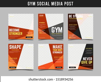 Gym square banner template. Promotional banner for social media post, web banner and flyer Vol.12