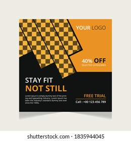 Gym square flyer or social media banner template