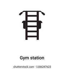 Gym station icon vector isolated on white background, logo concept of Gym station sign on transparent background, filled black symbol
