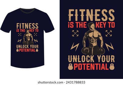 Gym T Shirt Design, T-shirt Design, Vintage gym fitness t-shirt