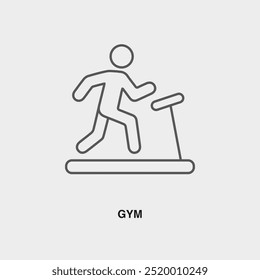 Gym thin line icon or logo. Symbol or sign on airline or travel app theme. Vector line illustration.