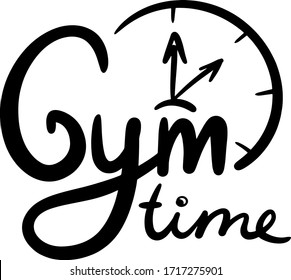 gimnasia tiempo con manos y reloj, letras, dial escrito a mano, aplicar como impresión, decoración, tipografía para pegatinas, carteles, afiches, accesorios, uniformes deportivos, ropa, bolsas y zapatos