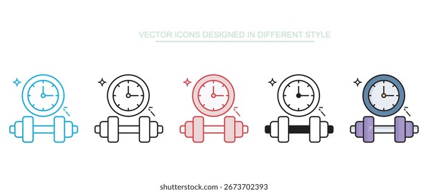 Diseño de icono de tiempo de gimnasio con fondo blanco ilustración de stock
