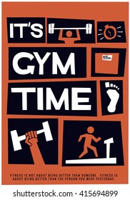 It's Gym Time (Motivational Gym Poster Vector Illustration)