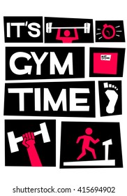 It's Gym Time (Motivational Gym Poster Vector Illustration)