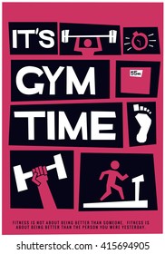 It's Gym Time (Motivational Gym Poster Vector Illustration)