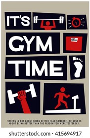 It's Gym Time (Motivational Gym Poster Vector Illustration)