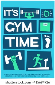 It's Gym Time (Motivational Gym Poster Vector Illustration)