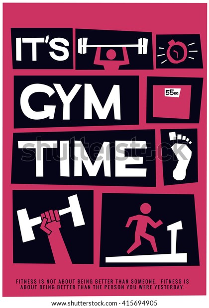 It's Gym Time (Motivational Gym Poster Vector Illustration)