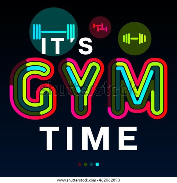 Vector de stock (libre de regalías) sobre Gym Time Written On Black