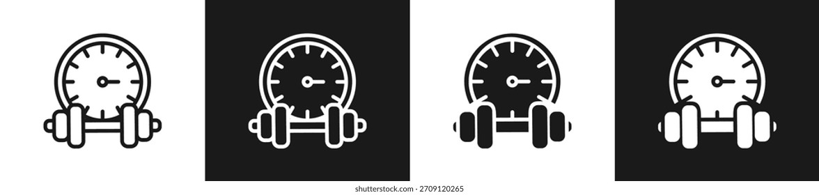 Gym Timer Line N Glyph Icon Style In White And Black Background