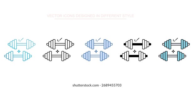 Gym Tool icon set multiple style collection