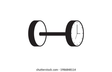 gym tools with clock logo symbol icon vector graphic design illustration