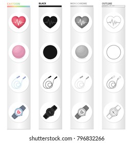 Gym and training cartoon black monochrome outline icons in set collection for design. Gym and equipment vector symbol stock web illustration.