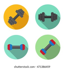 Gym, training, dumbbell icons in flat style