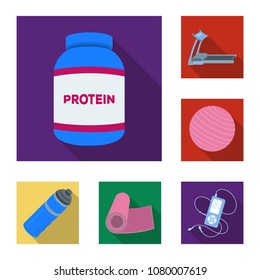 Gym and training flat icons in set collection for design. Gym and equipment vector symbol stock web illustration.