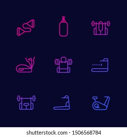 gym training line icons, vector