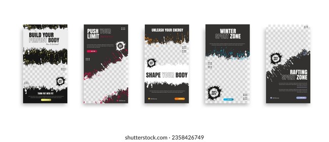 gym training social media post story template design, banner for your promotion.