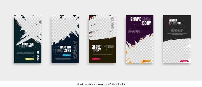 gym training social media post story template design, banner for your promotion.	