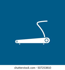 Gym Treadmill Flat Icon On Blue Background