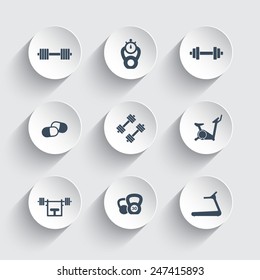Gym trendy round icons vector illustration, eps10, easy to edit