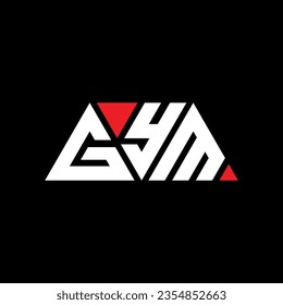 GYM triangle letter logo design with triangle shape. GYM triangle logo design monogram. GYM triangle vector logo template with red color. GYM triangular logo Simple, Elegant, and Luxurious design.
