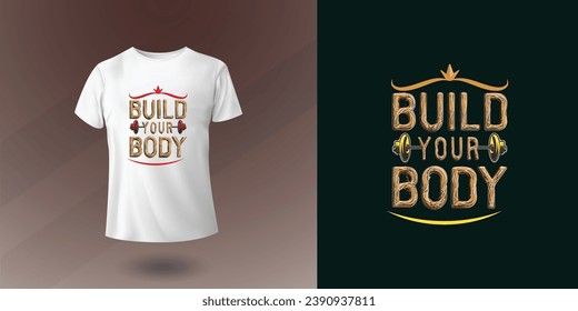 Gym t-shirt design for fitness lover's, Modern and stylish typography slogan Sharp your body, Lettering t-shirt gold apparel vector illustration creative print concept.