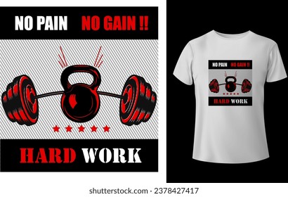 gym t-shirt design hard work no pain no gain