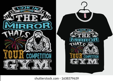 Gym T-shirt Design Template Vector And Fitness workout T-Shirt Design, Gym Typography vector Illustration.