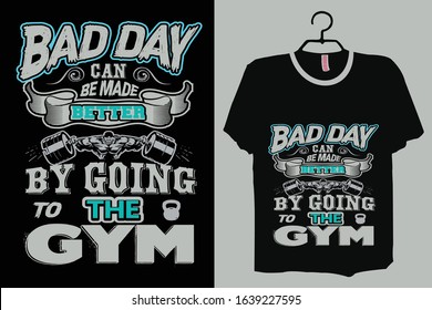 Gym T-shirt Design Template Vector And Workout T-Shirt Design Fitness vector illustration With A Black background.
