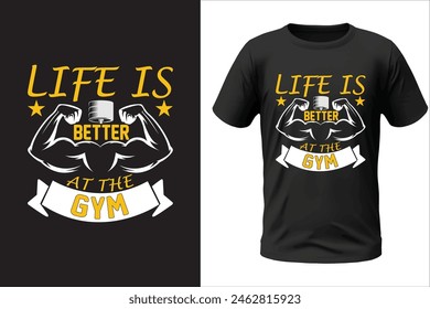 Gym t-shirt design and vector